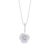 Blue Chalcedony Necklace Clover Tuberose Silver