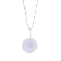 Blue Chalcedony Necklace Rose Tuberose Silver Small