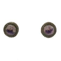 Blue John Earrings Stud Foxtail Silver