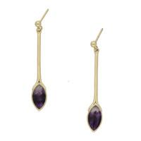 Blue John Earrings Marquise Long Drops 9ct Yellow Gold