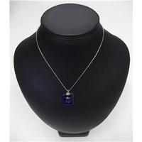 Blue Square Glass 925 Pendant & Chain