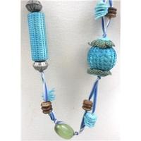 Blue bead necklace - long