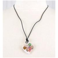 Black rubber necklace & glass heart pendant