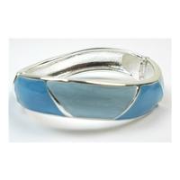 Blue silver tone wavy cuff bracelet