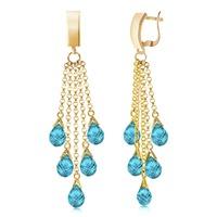 blue topaz droplet briolette earrings 73ctw in 9ct gold