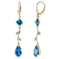 Blue Topaz and Diamond Vine Branch Drop Earrings 3.95ctw in 9ct Gold