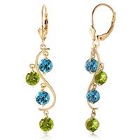 blue topaz and peridot dream catcher drop earrings 494ctw in 9ct gold