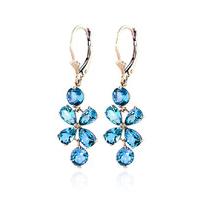 blue topaz blossom drop earrings 532ctw in 9ct gold