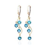 Blue Topaz Dream Catcher Drop Earrings 4.95ctw in 9ct Gold