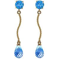 Blue Topaz Lure Drop Earrings 4.3ctw in 9ct Gold