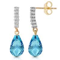 blue topaz and diamond stem droplet earrings 45ctw in 9ct gold