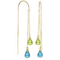 Blue Topaz and Peridot Scintilla Earrings 2.5ctw in 9ct Gold