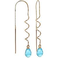 Blue Topaz Spiral Scintilla Briolette Earrings 3.3ctw in 9ct Gold