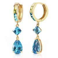 blue topaz and peridot huggie earrings 537ctw in 9ct gold