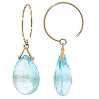 Blue Topaz Eclipse Briolette Circle Wire Earrings 10.2ctw in 9ct Gold