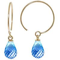 Blue Topaz Eclipse Briolette Circle Wire Earrings 1.35ctw in 9ct Gold