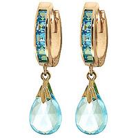 Blue Topaz Droplet Huggie Earrings 6.85ctw in 9ct Gold