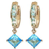 Blue Topaz Huggie Hoop Earrings 4.4ctw in 9ct Gold