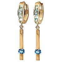 Blue Topaz Bar Drop Earrings 1.35ctw in 9ct Gold