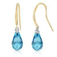 Blue Topaz and Diamond Drop Earrings 4.5ctw in 9ct Gold