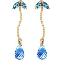 blue topaz teardrop briolette earrings 34ctw in 9ct gold