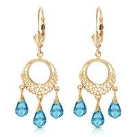 Blue Topaz Trilogy Briolette Drop Earrings 3.75ctw in 9ct Gold