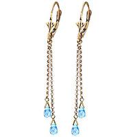 Blue Topaz Demi Chain Briolette Drop Earrings 2.5ctw in 9ct Gold