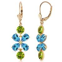 blue topaz and peridot blossom drop earrings 532ctw in 9ct gold