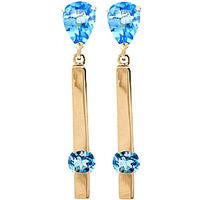 Blue Topaz Bar Drop Earrings 4.25ctw in 9ct Gold