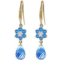 Blue Topaz and Diamond Daisy Chain Drop Earrings 5.45ctw in 9ct Gold