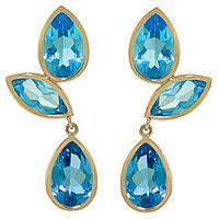 Blue Topaz Petal Drop Earrings 13.0ctw in 9ct Gold