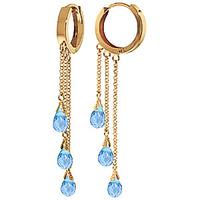 Blue Topaz Trilogy Droplet Briolette Earrings 4.8ctw in 9ct Gold