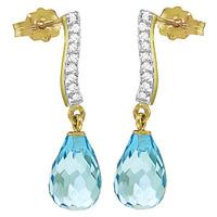 blue topaz and diamond droplet earrings 45ctw in 9ct gold