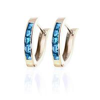 Blue Topaz Acute Huggie Earrings 1.2ctw in 9ct Gold