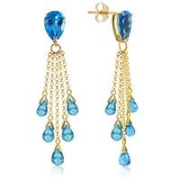 Blue Topaz Comet Tail Drop Earrings 15.5ctw in 9ct Gold