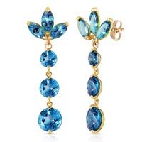 Blue Topaz Petal Drop Earrings 8.7ctw in 9ct Gold