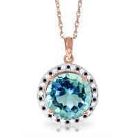 Blue Topaz and Diamond Halo Pendant Necklace 7.8ct in 9ct Rose Gold