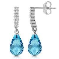 Blue Topaz and Diamond Stem Droplet Earrings 4.5ctw in 9ct White Gold