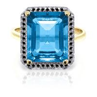 Blue Topaz and Diamond Halo Ring 7.6ct in 9ct Gold