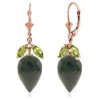 Black Spinel and Peridot Drop Earrings 25.5ctw in 9ct Rose Gold