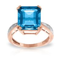 Blue Topaz and Diamond Ring 7.6ct in 9ct Rose Gold