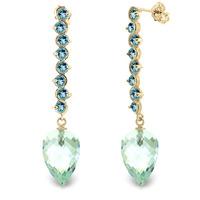 Blue Topaz Briolette Drop Earrings 25.6ctw in 9ct Gold