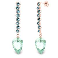 Blue Topaz Briolette Drop Earrings 25.6ctw in 9ct Rose Gold