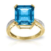 Blue Topaz and Diamond Ring 7.6ct in 9ct Gold