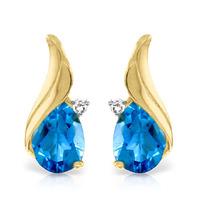 Blue Topaz and Diamond Stud Earrings 5.0ctw in 9ct Gold