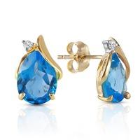 blue topaz and diamond stud earrings 50ctw in 9ct gold