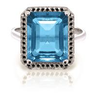 Blue Topaz and Diamond Halo Ring 7.6ct in 9ct White Gold