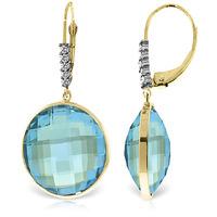 Blue Topaz and Diamond Drop Earrings 46.0ctw in 9ct Gold