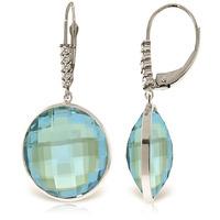 Blue Topaz and Diamond Drop Earrings 46.0ctw in 9ct White Gold