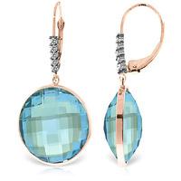 Blue Topaz and Diamond Drop Earrings 46.0ctw in 9ct Rose Gold
